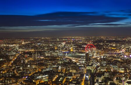 wide view of London city in a beautiful night. aerial shotの写真素材