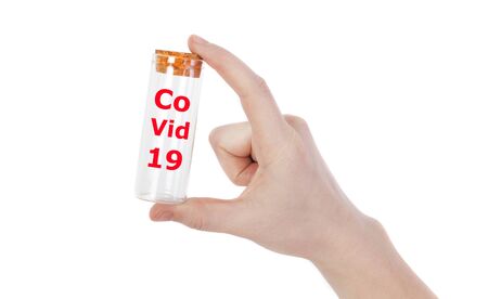 nurse hand holding coronavirus with CoVid 19 tubeの写真素材