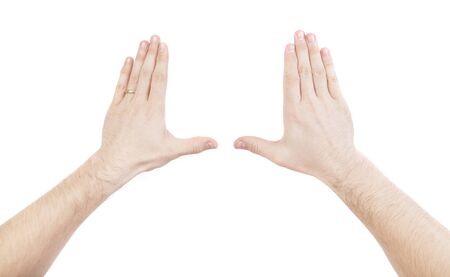 two man hands framing empty space for your text isolated