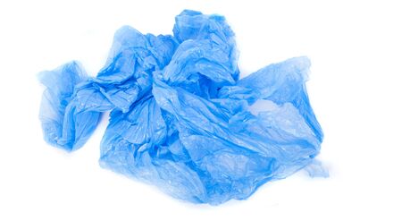 plastic bag torn and crumpled isolated on white background. pollution concept for environment