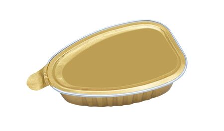 can of pork pate isolated on whiteの写真素材