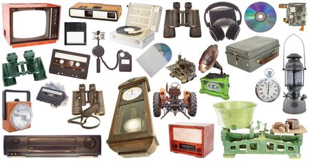 high quality collection ov retro or vintage objects from the 80s isolated on white