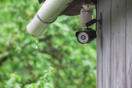 surveillance camera for home, house backgroundの写真素材