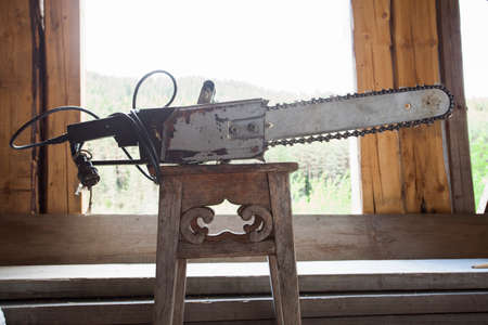 electric chainsaw for wood cutting in construction