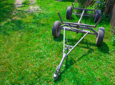 old metal carriage for tractor transportationの写真素材