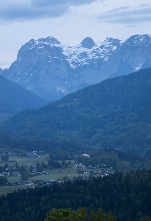 Alps mountains in Bavaria, Germany. evening sceneの写真素材
