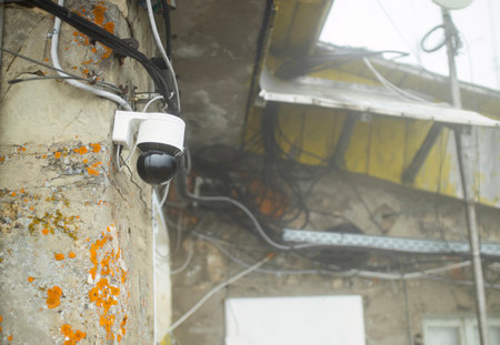 surveillance camera outdoor, office viewの写真素材
