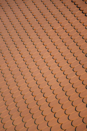 old clay tiles on the roof - textureの写真素材