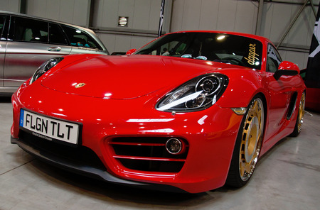 Beautiful red porsche on Prafue car festivalのeditorial素材