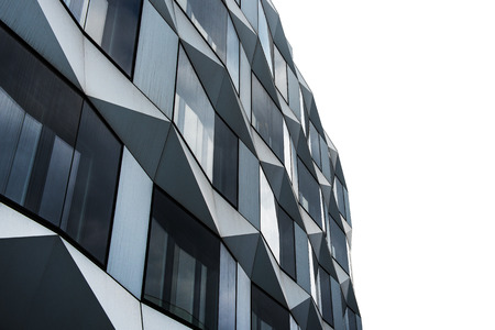 Dark blue city business building isolated on white background