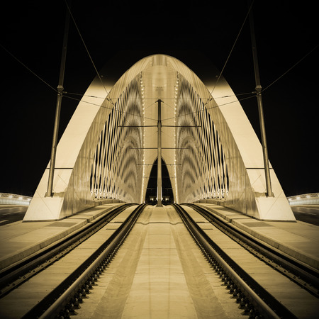 Abstract technic blue square background with perspectiveの写真素材