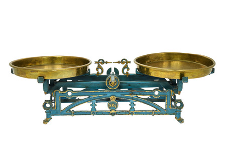 Vinatge kitchen scale isolated on white backgroundの写真素材