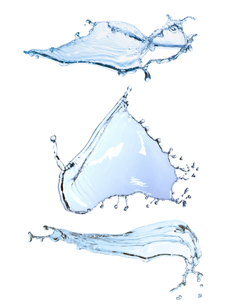 blue water splash isolated on white background whiteの写真素材