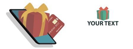Online store with credit card. The pattern of shopping through the Internet. Vectorのイラスト素材