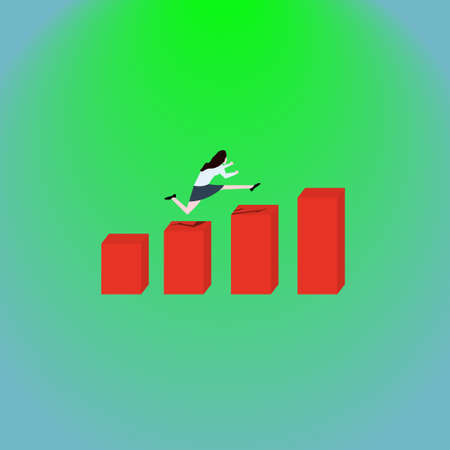 The girl rises up the career ladder. Vector.