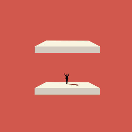 Business concept. The way to solve problems. businessman looking into the distance, minimalistic style. Vector illustration.のイラスト素材