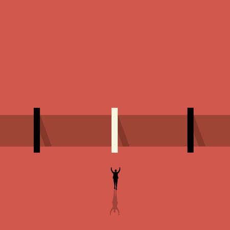 Business concept. The way to solve problems. businessman looking into the distance, minimalistic style. Vector illustration.のイラスト素材