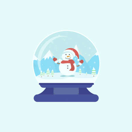 Christmas glass ball with a snowman inside. Vector graphics.のイラスト素材
