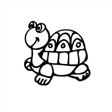 turtle drawn by ricky. Children s drawing. The image is isolated on a white background. Vector graphicsのイラスト素材