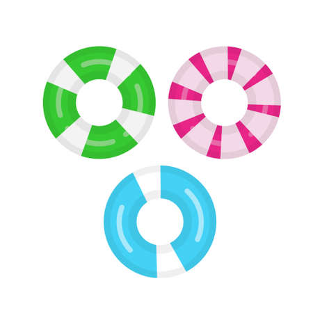 Lifebuoys isolated on white background. Vector illustrationのイラスト素材