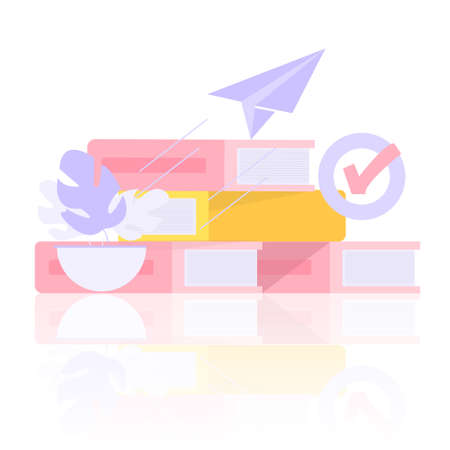 The concept of knowledge in books. Vector illustrationのイラスト素材