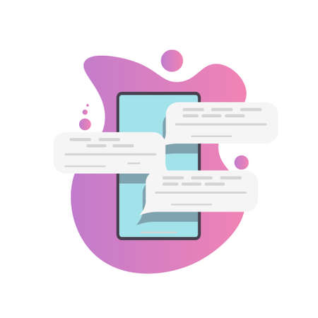 Online chat on the phone. text message or screen alert, phone screen isolated on white backgroundのイラスト素材