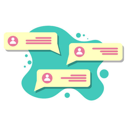 Online communication. Web chat conversation isolated on white. Application speech balloon, message, sms, email. Online chat, text notifications. flat styleのイラスト素材