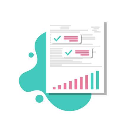 business financial data analytics. Analysis, statistics, audit report. Documents with graphics, diagrams vectorのイラスト素材