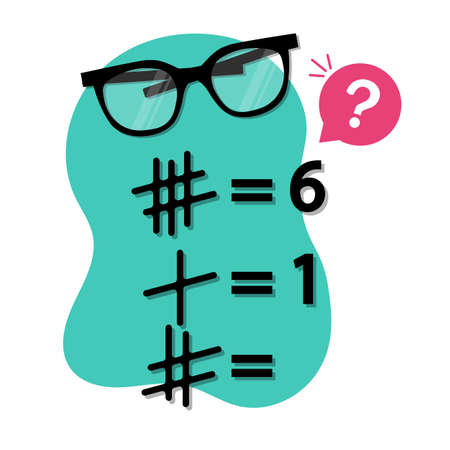 A riddle with a trick or attentiveness. Mystery, rebus for social networks. Number riddle. Vector