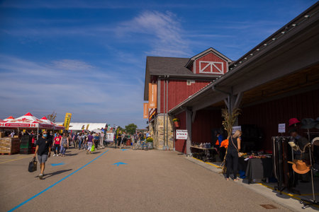 St. Jacobs farmers market - old style marketplace with fresh local products. Waterloo, Ontario, Canadaのeditorial素材