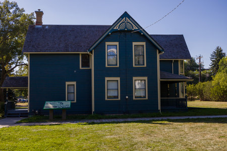 Old blue house in the historic town of Edmonton, Alberta, Canadaのeditorial素材