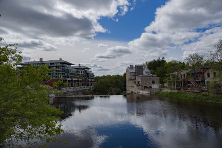 Elora - a town in Ontario on the Grand River - popular tourist town with beautiful old stone houses,...