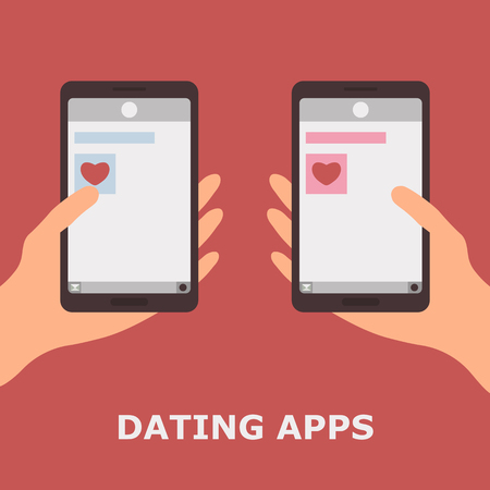 Line Dating. Vector Illustartion of Dating Appsのイラスト素材
