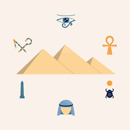 Egypt Illustration, Set of Egypt Elements for Decaration Design. Vector Illustrationのイラスト素材