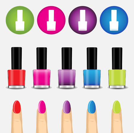 Color nail polish and iconのイラスト素材