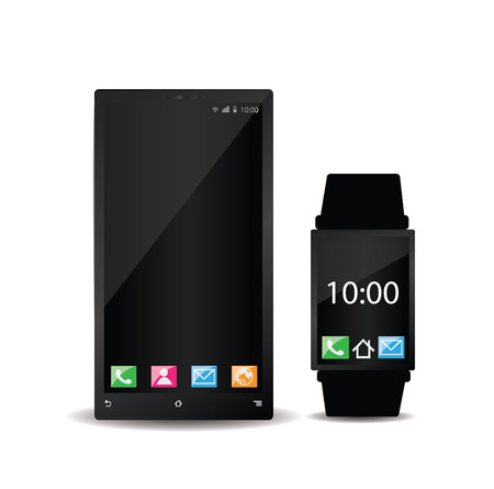 Smartphone and smart watchのイラスト素材