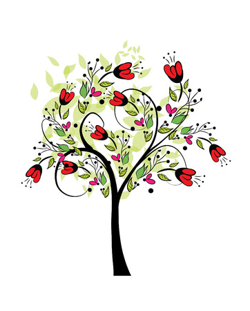 abstract spring tree vectorのイラスト素材