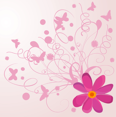 Background with flowers and with butterflyのイラスト素材