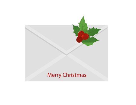 Christmas cover letter with hollyのイラスト素材