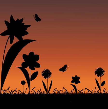 Vector grass silhouettes backgroundのイラスト素材