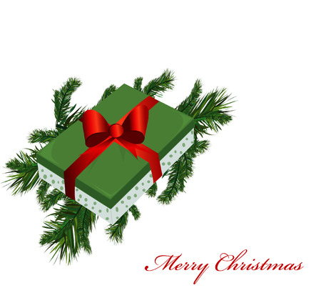 Christmas banner with pine branches and boxes with giftsのイラスト素材