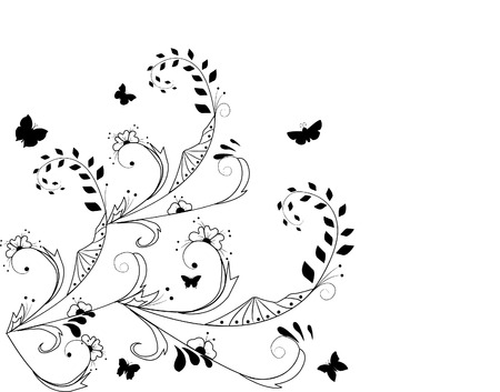 vector floral background whit butterflyのイラスト素材