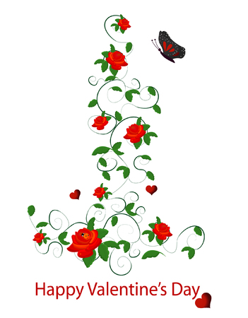 valentine vector with red rosesのイラスト素材