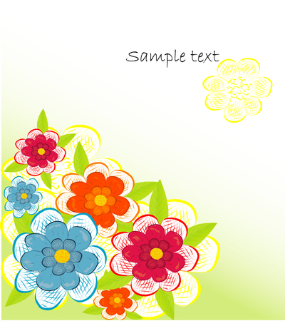 Card with flowers and ladybugのイラスト素材