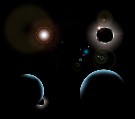 Planets in space with stars vector. Also available in raster.のイラスト素材