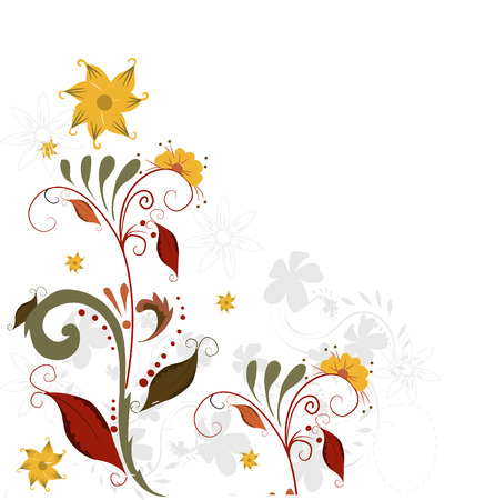 Vintage floral card with handdrawn flowersのイラスト素材