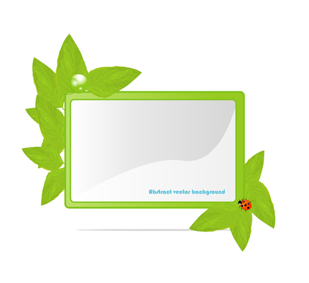 Banner with green leafのイラスト素材