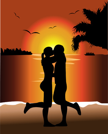Sunset kissのイラスト素材