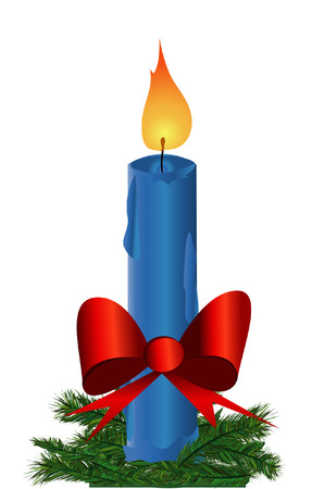 Vector illustration of cool Christmas candles with red bowのイラスト素材