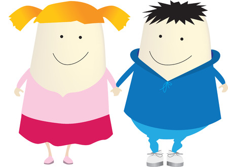 boy and girlholding handsのイラスト素材
